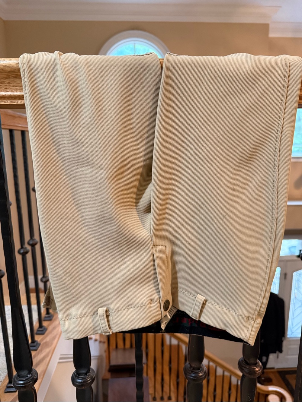 Tuff Rider Equestrian schooling breeches Classic Tan stretch ribbed fabric used